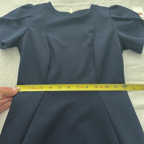 Calvin Klein Tulip-Sleeve Sheath Knee length Dress in Navy Blue Size Petite 0 - Picture 12 of 15